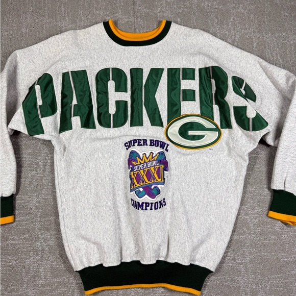 Vintage 1996 Green Bay Packers Super Bowl Champions Stitched SweatShirt Sz M - Picture 1 of 7